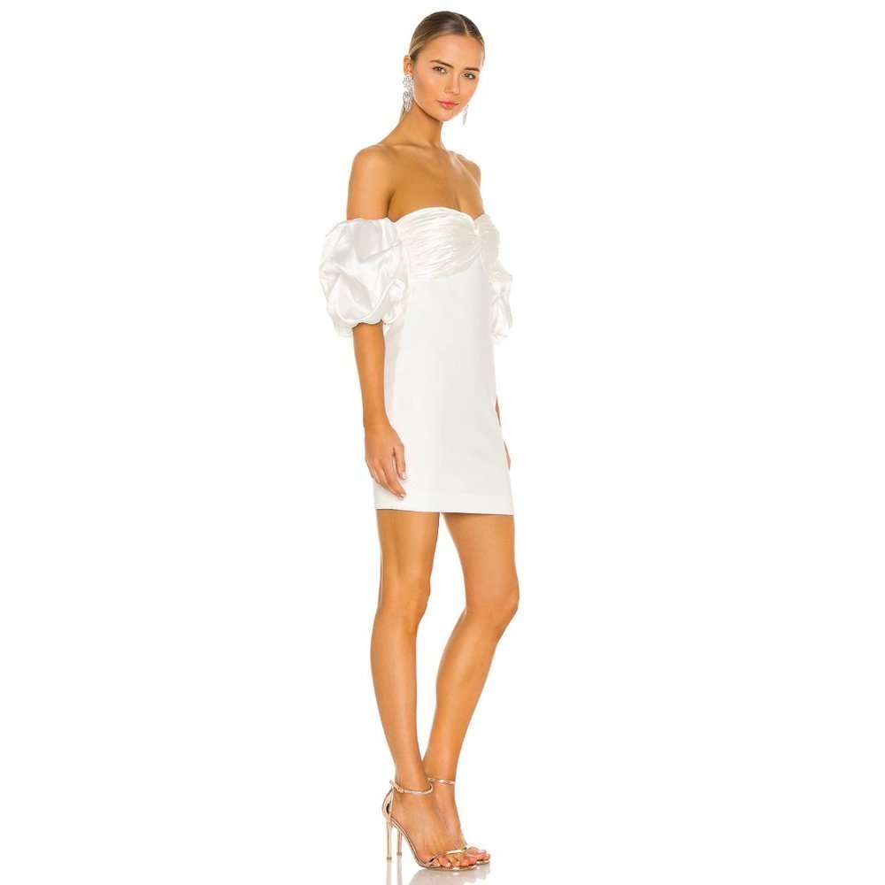 cinq a sept White Off-Shoulder Puff Sleeve Mini Dress - Picture 2 of 7